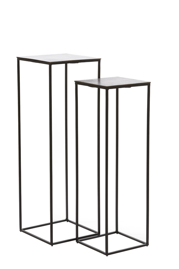 Pillar S/2 25x25x80+30x30x90,5 cm QUIN black nickel+black