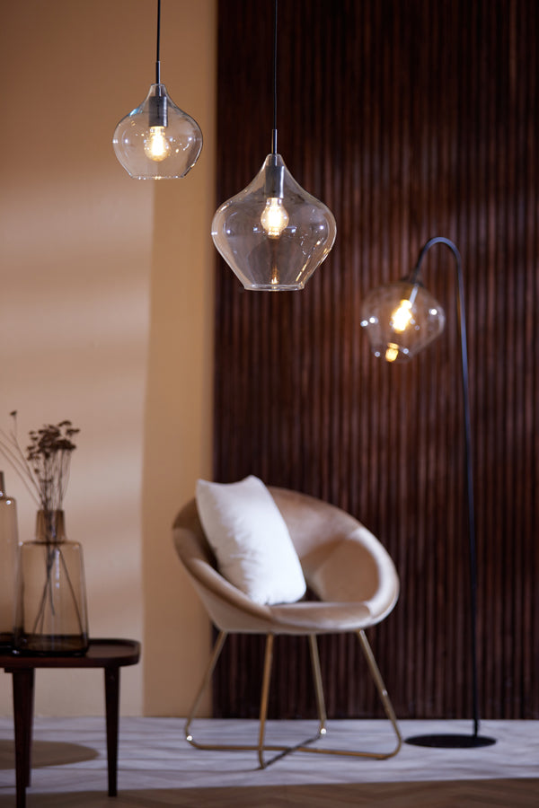 Hanging lamp 27x29,5 cm RAKEL matt black+clear