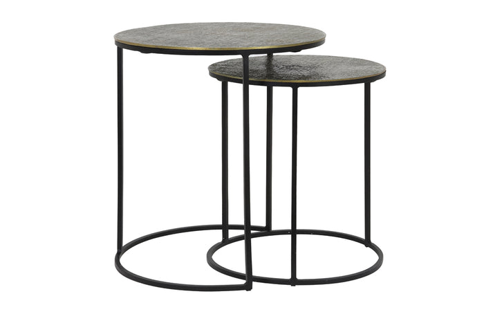 Side table S/2 41x46+49x52 cm RENGO texture antique bronze