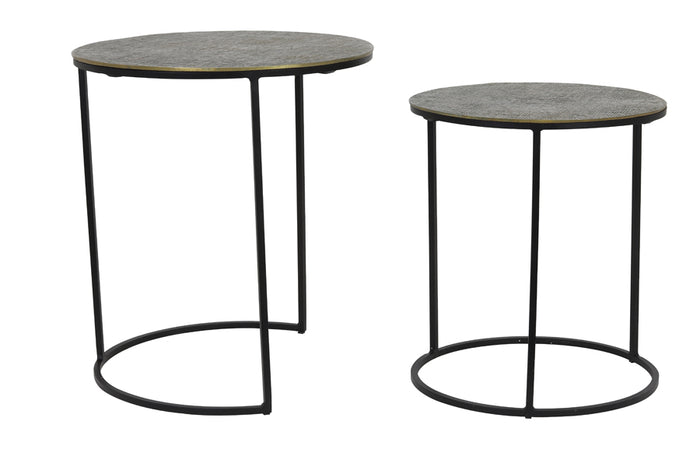 Side table S/2 41x46+49x52 cm RENGO texture antique bronze