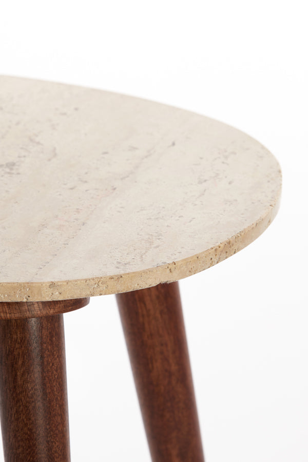 Coffee table 51x40x39 cm ROMANO travertine sand+wood brown