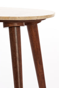 Coffee table 71x61x48 cm ROMANO travertine sand+wood brown