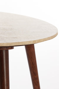 Coffee table 71x61x48 cm ROMANO travertine sand+wood brown