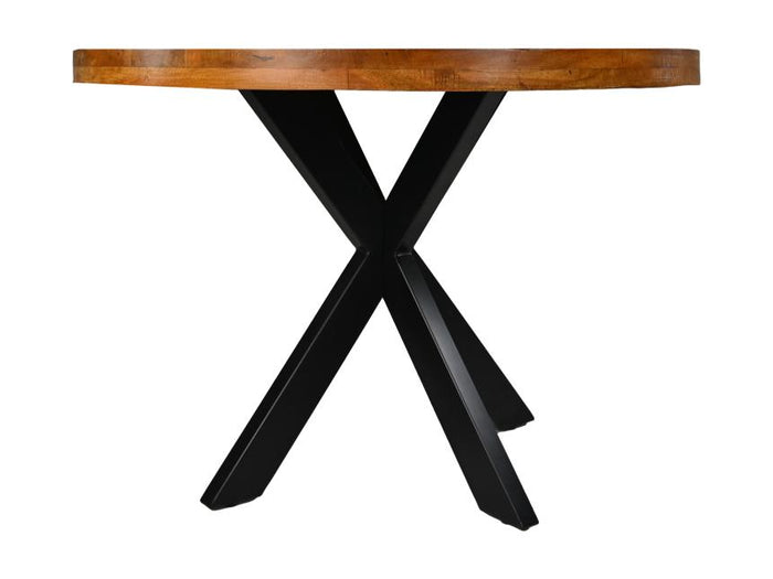 Ronde eettafel Melbourne - ø100x76 - Naturel/zwart - Mangohout/metaal