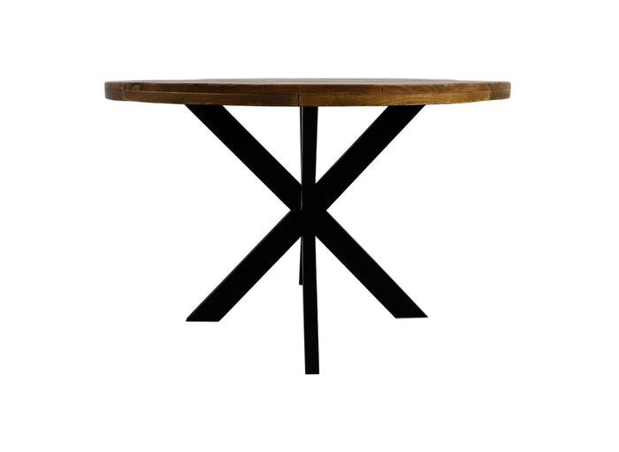 Ronde eettafel Melbourne - ø130x76 - Naturel/zwart - Mangohout/ijzer