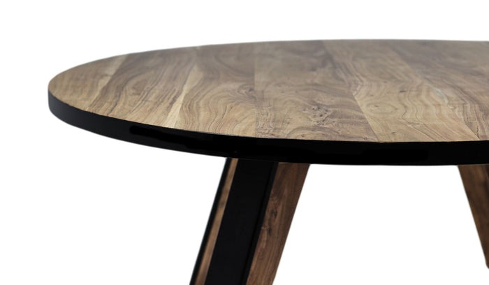 Ronde eettafel Milano - ø140x76 - Naturel/zwart - Acaciahout/metaal