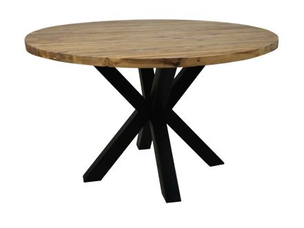 Ronde eettafel Oakland - ø130x76 - Naturel/zwart - Teak/metaal