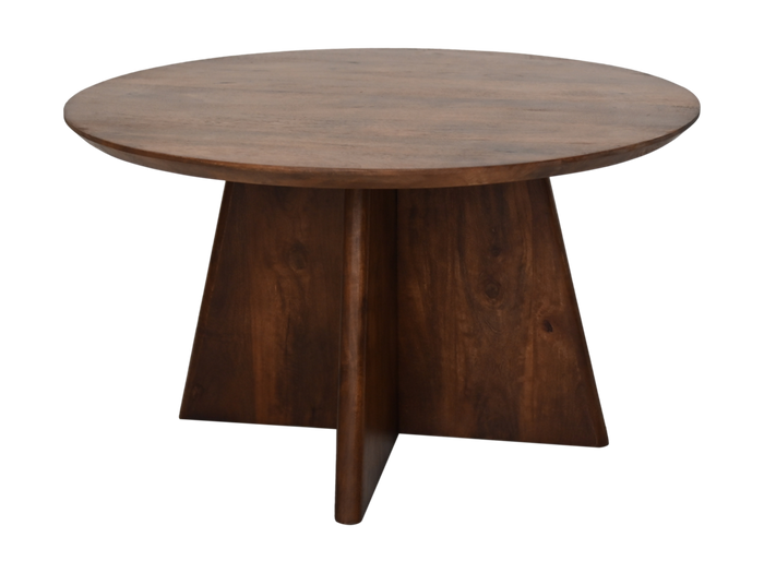 Ronde salontafel met kruispoot - 80X80X45 - mat bruin - Mangohout