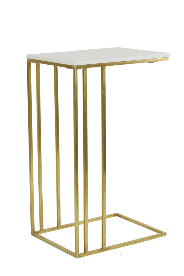 Side table 41x31x66 cm ROSHAN white marble+antique bronze