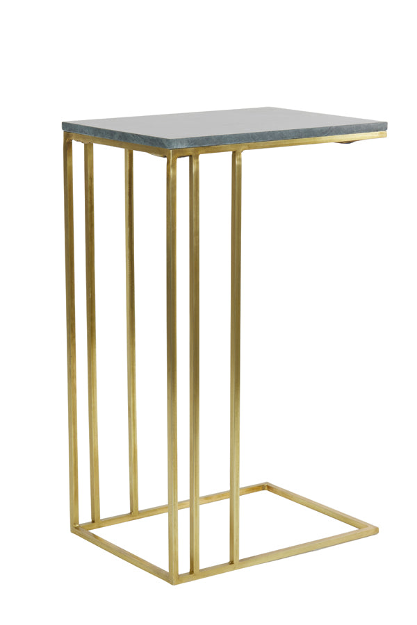 Side table 41x31x66 cm ROSHAN green marble+antique bronze