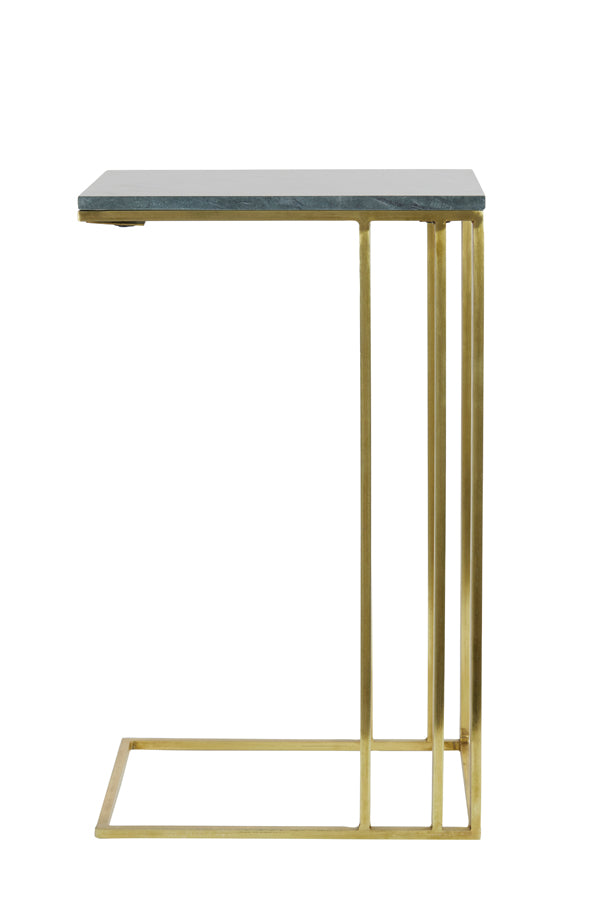 Side table 41x31x66 cm ROSHAN green marble+antique bronze