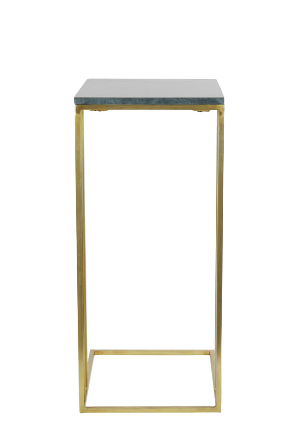 Side table 41x31x66 cm ROSHAN green marble+antique bronze