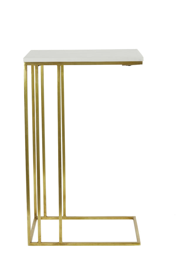 Side table 41x31x66 cm ROSHAN white marble+antique bronze