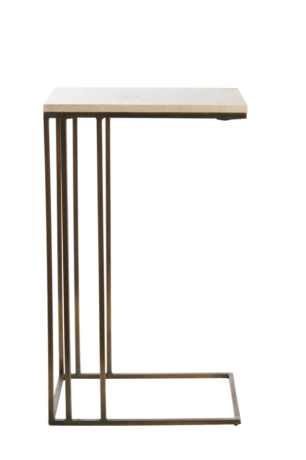 Side table 41x31x66 cm ROSHAN travertine sand+antique bronze