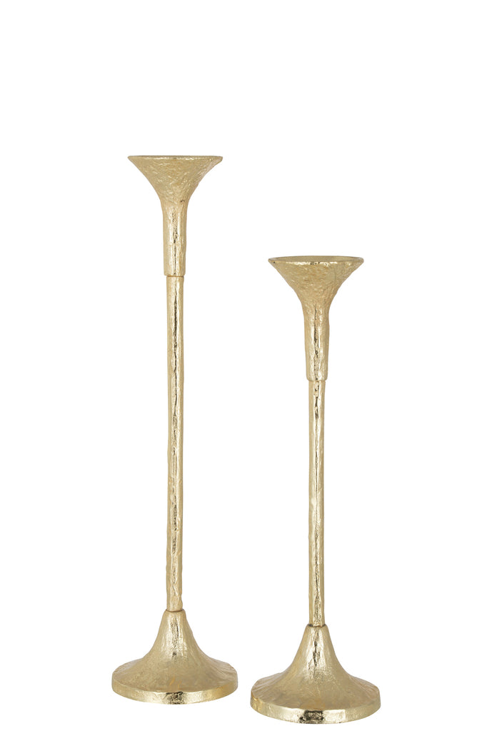 Set Of Two Candlestick Marie Aluminium Mat Gold