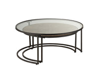 Set Of 2 Coffee Tables Round Metal Black