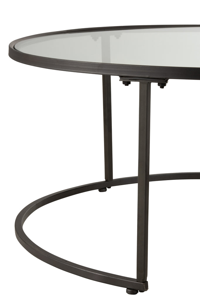 Set Of 2 Coffee Tables Round Metal Black