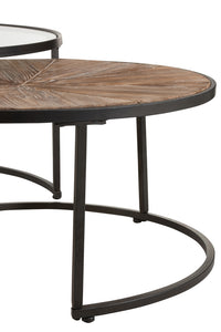 Set Of 2 Coffee Tables Round Metal Black