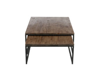 Set 2 Coffee Tables Wood/Metal Brown+Black