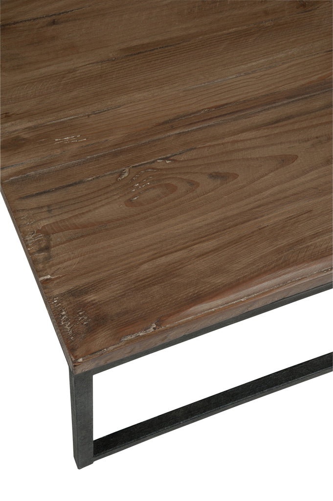 Set 2 Coffee Tables Wood/Metal Brown+Black