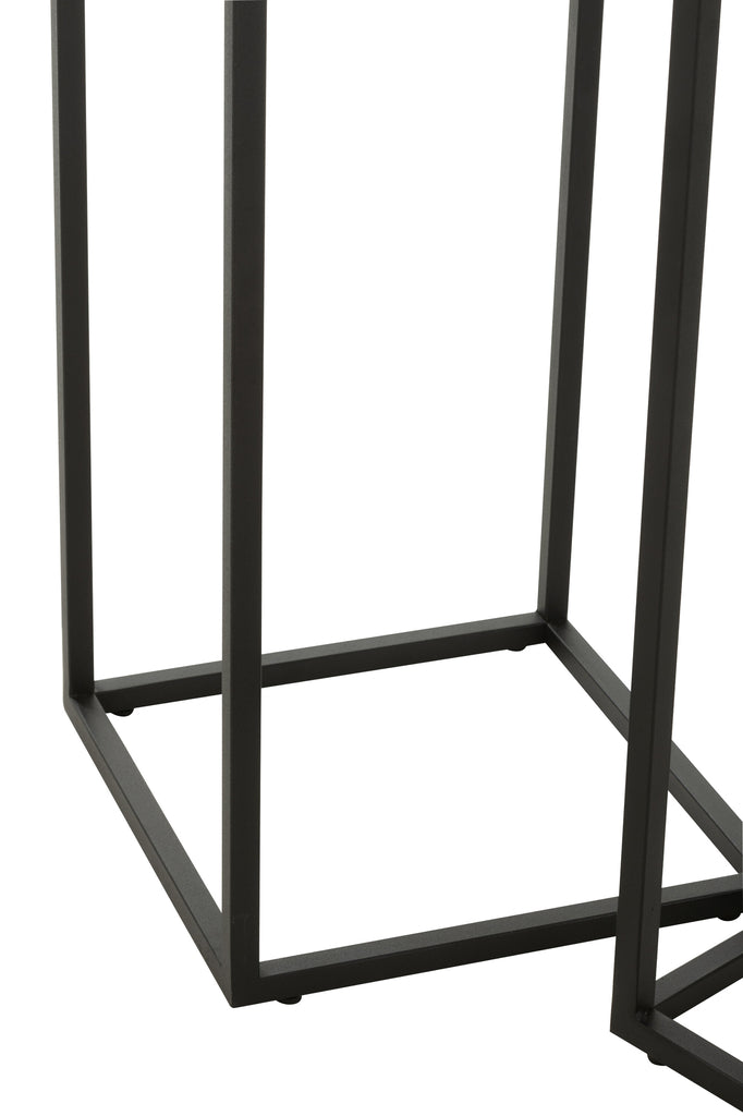 Set Of 2 Side Tables Square Metal Black