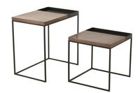 Set Of 2 Side Table Metal Bronze/Black