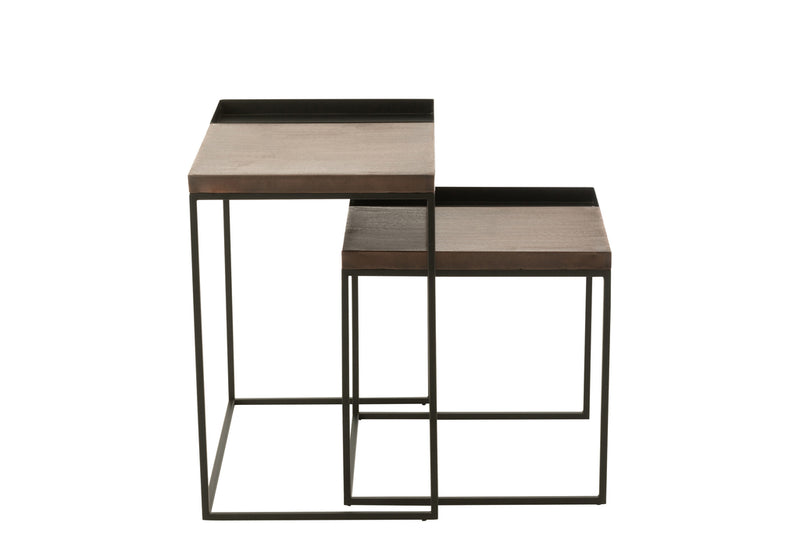 Set Of 2 Side Table Metal Bronze/Black