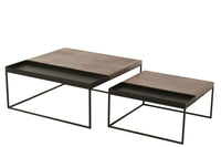 Set Of 2 Coffee Table Metal Bronze/Black