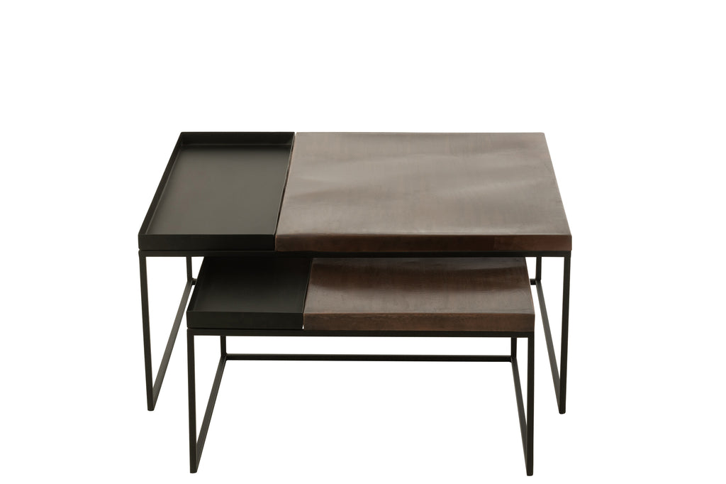 Set Of 2 Coffee Table Metal Bronze/Black