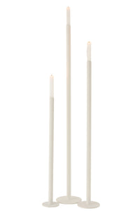 Set Of 3 Candleholders High Modern Metal Matte White