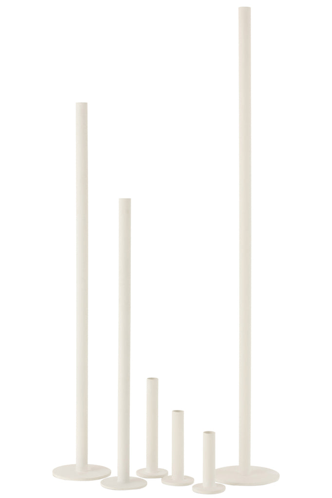 Set Of 3 Candleholders High Modern Metal Matte White