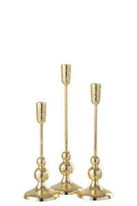 Set Of 3 Candleholders Grane Aluminium Gold