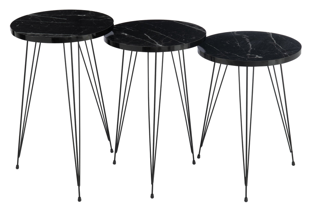 Set Of 3 Sidetables Pb/Metal Black