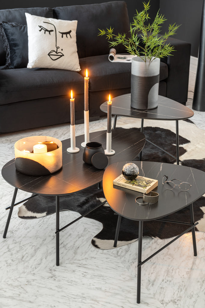 Salontafel Marble Print Mdf/Metal Black