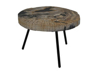 Salontafel rond - ø55-50x38 - Naturel/zwart - Steen/Metaal