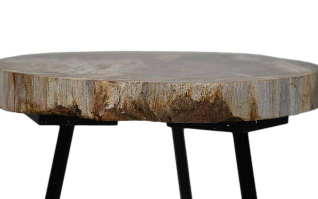 Salontafel rond - ø55-50x38 - Naturel/zwart - Steen/Metaal