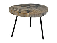 Salontafel rond - ø64x56x46 - Naturel/zwart - Steen/Metaal