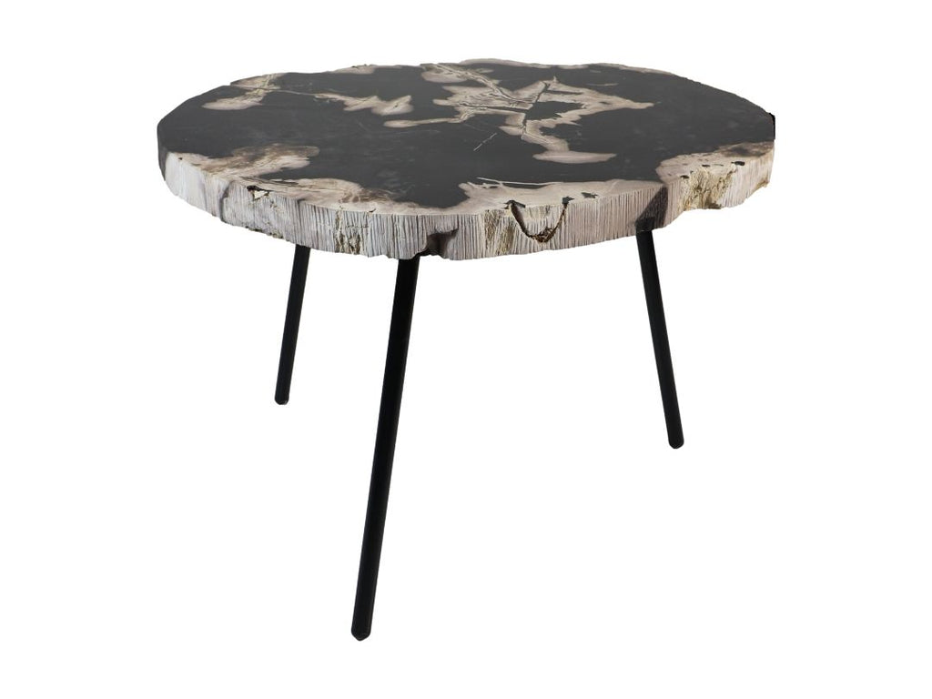 Salontafel rond - ø64x56x46 - Naturel/zwart - Steen/Metaal