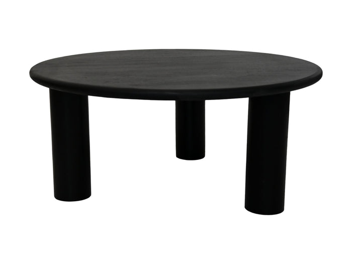 Salontafel rond pilaar poot - 80x80x35 - Zwart - Mangonhout