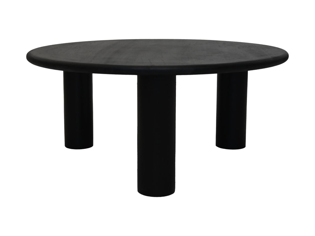 Salontafel rond pilaar poot - 80x80x35 - Zwart - Mangonhout