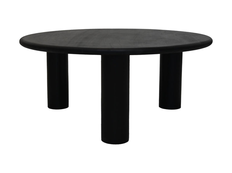 Salontafel rond pilaar poot - 80x80x35 - Zwart - Mangonhout