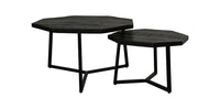 Salontafel Urban - 72x72x41 - Mangohout/ijzer - Zwart - Set van 2