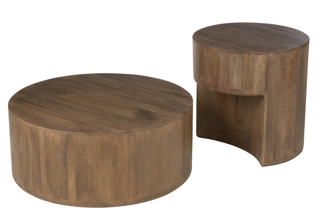 Set Of 2 Table Toge Mango Wood Brown