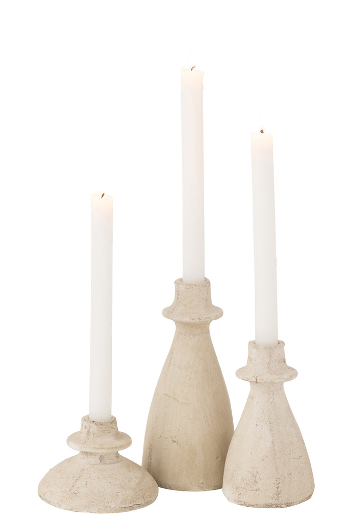 Set Of 3 Candleholders Agora Terra Beige