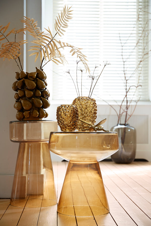 Side table 37x44 cm DAKWA glass ocher yellow