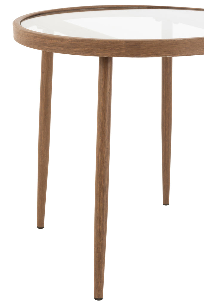 Side Table Round Metal/Glass Dark Brown