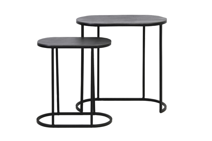 Side table S/2 max 53x26x53 cm BOCOV antique lead-black