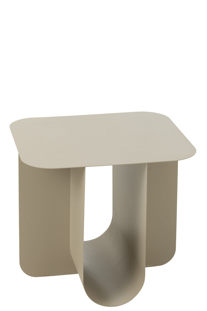 Side Table Square Metal Beige