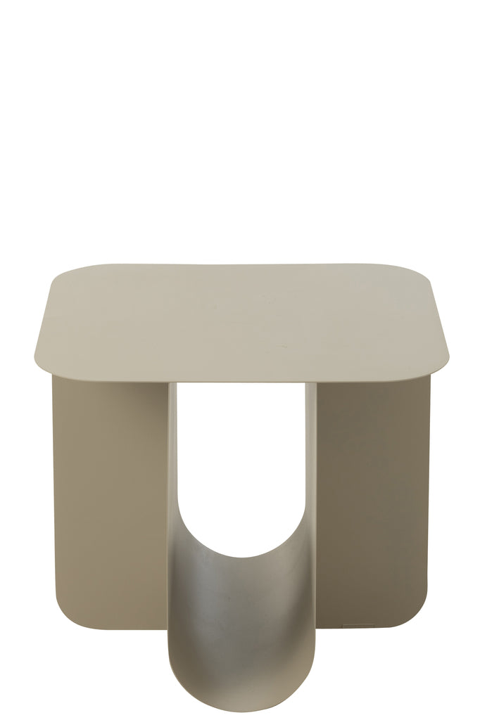 Side Table Square Metal Beige