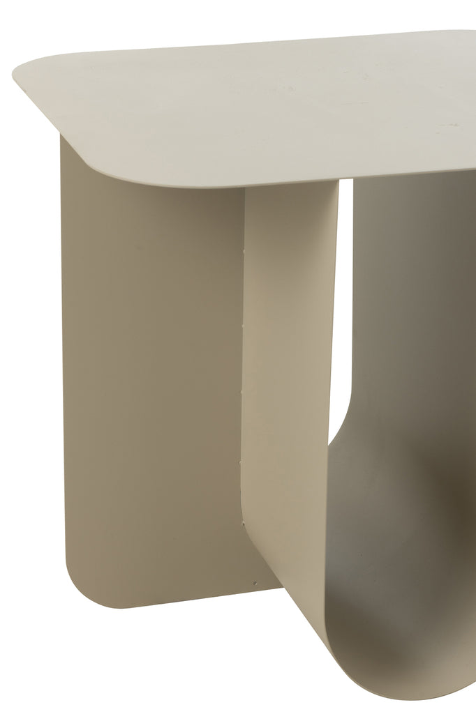 Side Table Square Metal Beige